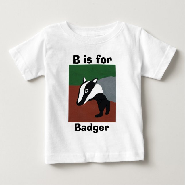 Camiseta De Bebé B is for badger (Anverso)