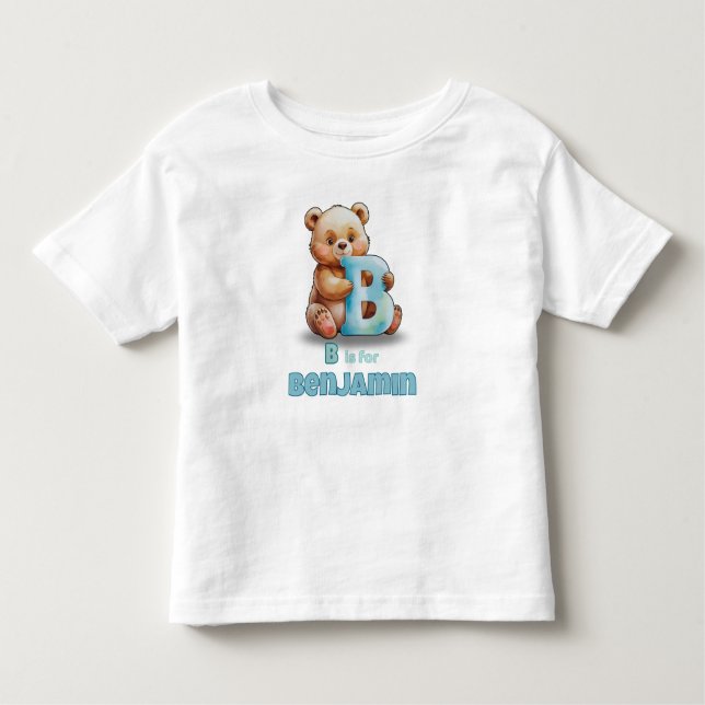 Camiseta De Bebé B is for Benjamin – Personalized Kids’ T-Shirt  (Anverso)