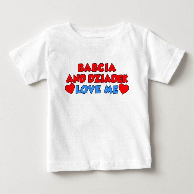 Camiseta De Bebé Babcia y Dziadek me aman (Anverso)