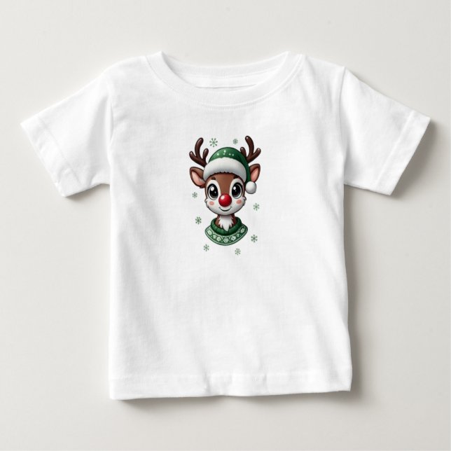 Camiseta De Bebé Baby Boy Cute Reindeer Personalized T-Shirt (Anverso)