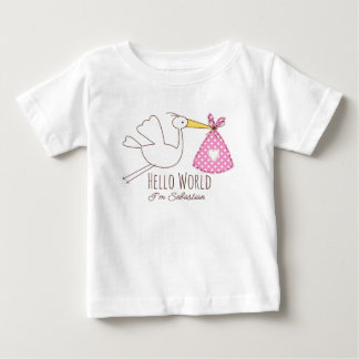Camiseta De Bebé Baby Boy Hello World I'm Sebastian Personalized