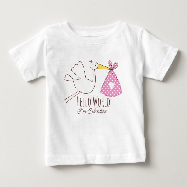 Camiseta De Bebé Baby Boy Hello World I'm Sebastian Personalized  (Anverso)
