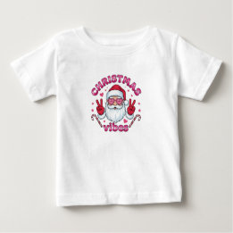 Camiseta De Bebé Baby Christmas Vibes T-Shirt |Toddler Groovy Santa
