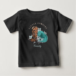Camiseta De Bebé Baby Cowgirl botas de vaquero gorra nombre marrón 