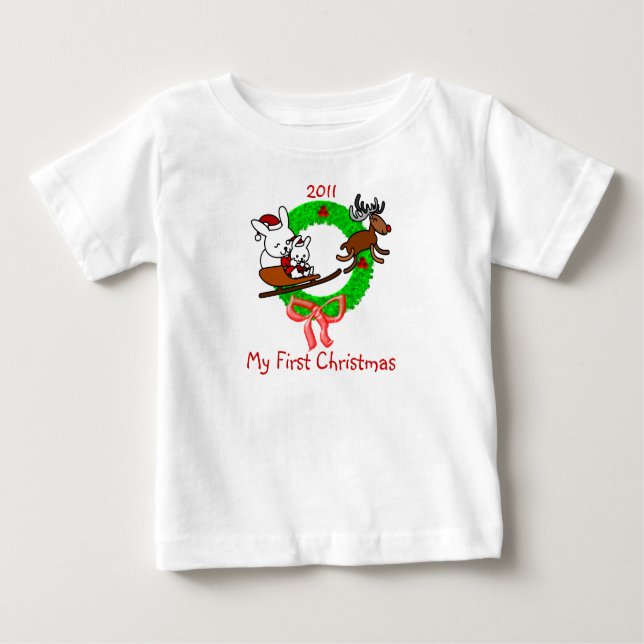 Camiseta De Bebé Baby First Christmas (Anverso)