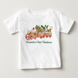 Camiseta De Bebé Baby First Christmas Gingerbread Train Candy