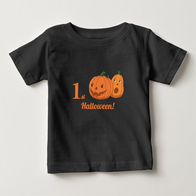 Camiseta De Bebé Baby First Halloween Pumpkins (Anverso)
