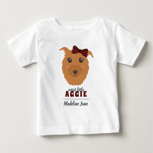 Camiseta De Bebé Baby Girl Dog Maroon (Anverso)