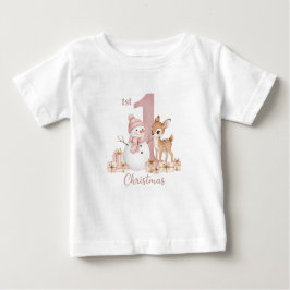 Camiseta De Bebé Baby Girl First Christmas Snowman Deer