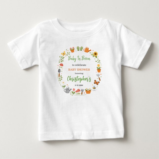 Camiseta De Bebé Baby in Bloom Garden Baby Shower | Cute Floral  (Anverso)