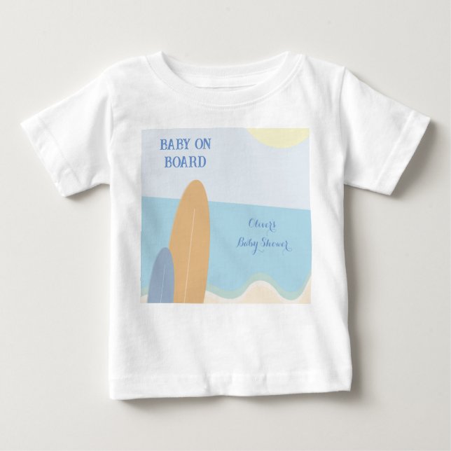 Camiseta De Bebé Baby on Board Surfing Beach Baby Shower (Anverso)