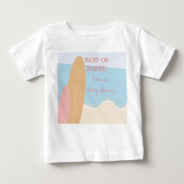 Camiseta De Bebé Baby on Board Surfing Beach Baby Shower (Anverso)