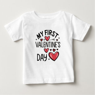 Camiseta De Bebé Baby on his first Valentine's Day