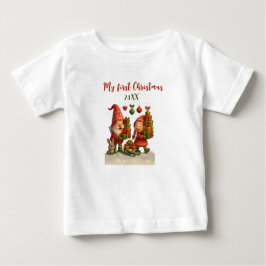 Camiseta De Bebé Baby’s First Christmas - Cute Holiday Gnomes