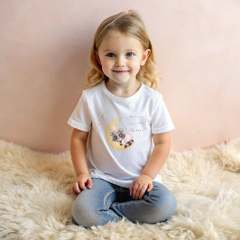 Camiseta De Bebé Baby Shower Chica de Dreamy Over the Moon Raccoon