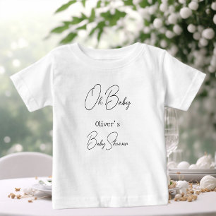 Camiseta De Bebé Baby Shower de caligrafía simple y elegante