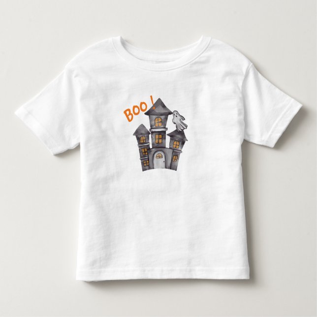 Camiseta De Bebé Baby Shower de Halloween de la casa fantasma (Anverso)