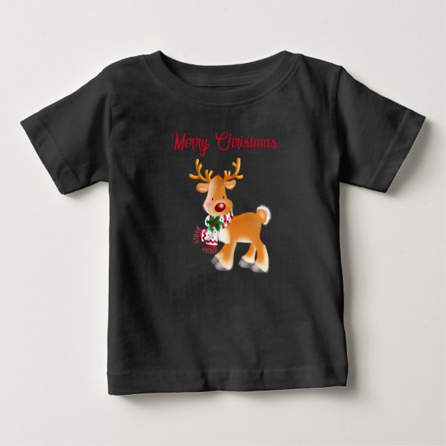 Camiseta De Bebé Baby T-Shirt Holiday Rudolph (Anverso)