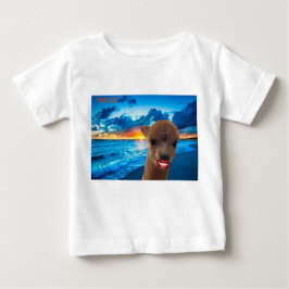 Camiseta De Bebé baby tee alpaca en la playa, gracias