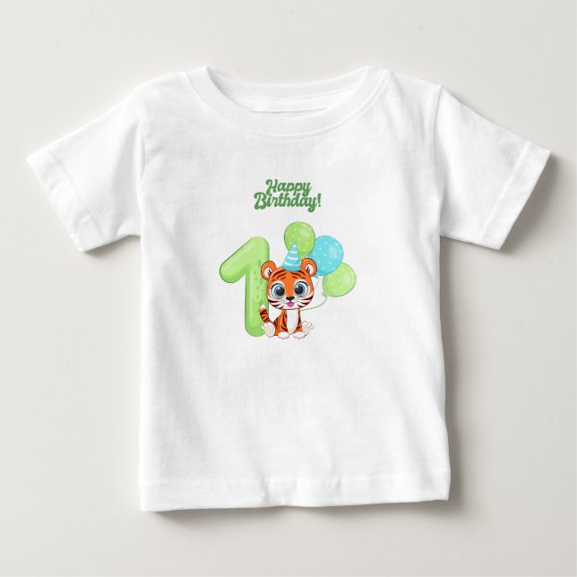 Camiseta De Bebé Baby Tshirt - First Birthday Baby (Anverso)