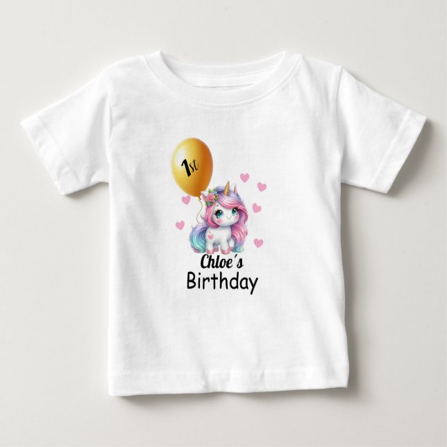 Camiseta De Bebé Baby Unicorn Birthday Shirt, (Anverso)