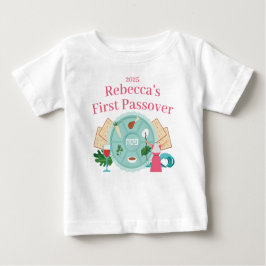 Camiseta De Bebé Babys 1er Pascua Personalizado Rosado Chica Año