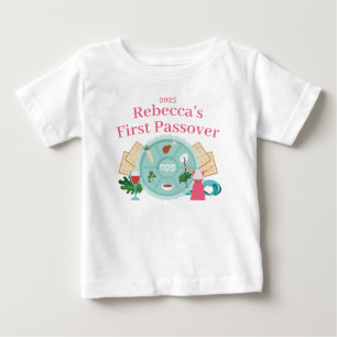 Camiseta De Bebé Babys 1er Pascua Personalizado Rosado Chica Año