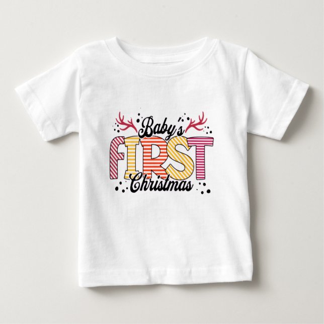 Camiseta De Bebé Baby's First Christmas T-shirt Design (Anverso)