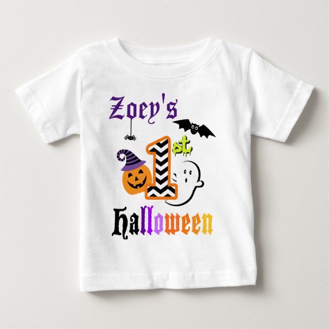 Camiseta De Bebé Babys First Halloween Shirt w Pumpkin (Anverso)