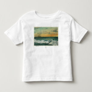 Camiseta De Bebé Bahía de Casco, MaineShip en la bahía en la sali