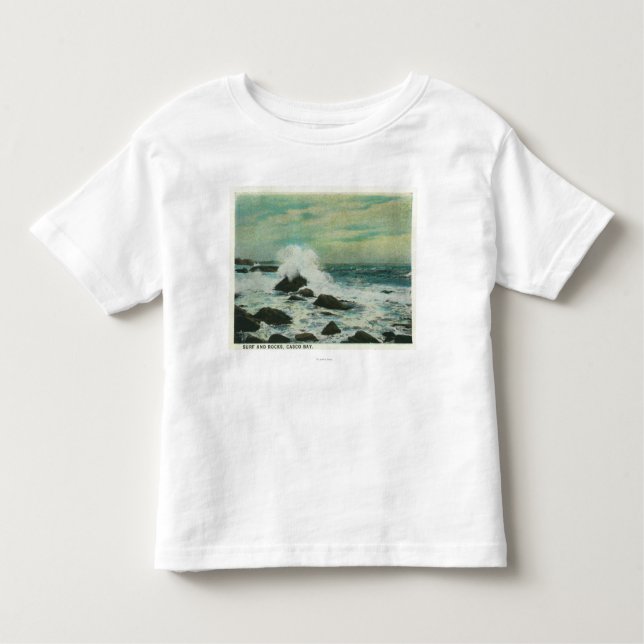 Camiseta De Bebé Bahía de Casco, MaineSurf y rocas de la playa (Anverso)