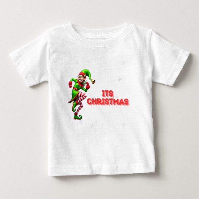 Camiseta De Bebé Bailando feliz elfo con el diseño de sus Navidades (Anverso)