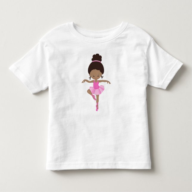 Camiseta De Bebé Bailarina Afroamericana, Niña de Ballet, Tutú Rosa (Anverso)