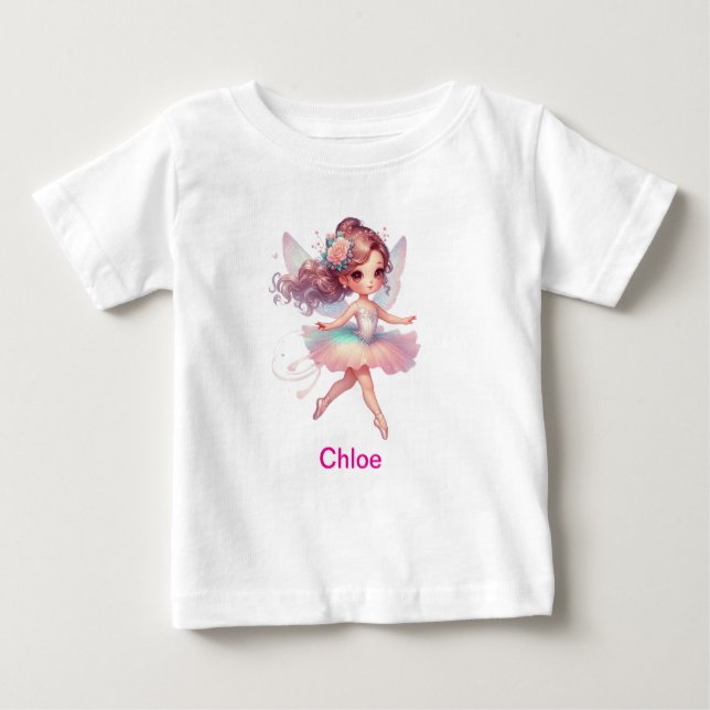 Camiseta De Bebé Bailarina con nombre personalizado para niñas (Anverso)