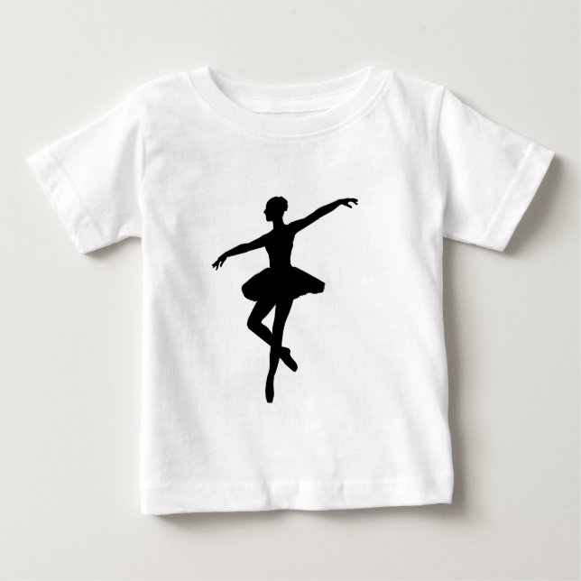 Camiseta De Bebé Bailarina de ballet simple negro y blanco (Anverso)