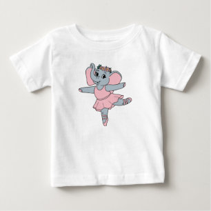 Camiseta De Bebé Bailarina de elefante danzante arte animal rosa ba