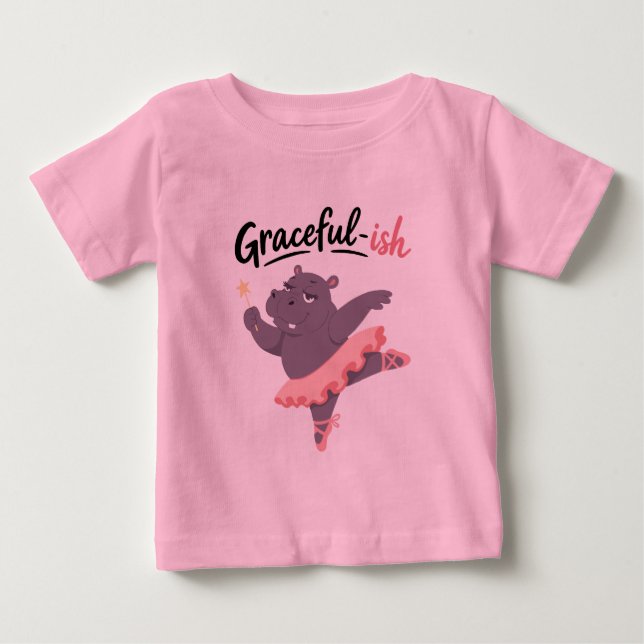 Camiseta De Bebé Bailarina Hipopótamo con Gracia (Anverso)