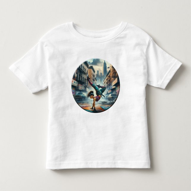 Camiseta De Bebé Bailarina Urbana Femenina en NYC – Arte Urbano B-G (Anverso)