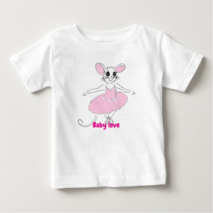Camiseta De Bebé Baile adorable con rata de bailarina en rosa TuTu 