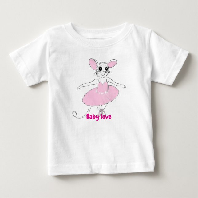 Camiseta De Bebé Baile adorable con rata de bailarina en rosa TuTu  (Anverso)