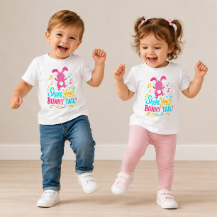 Camiseta De Bebé Baile Feliz Bunny Rosa Sacude Tu Cola de Conejo Bl