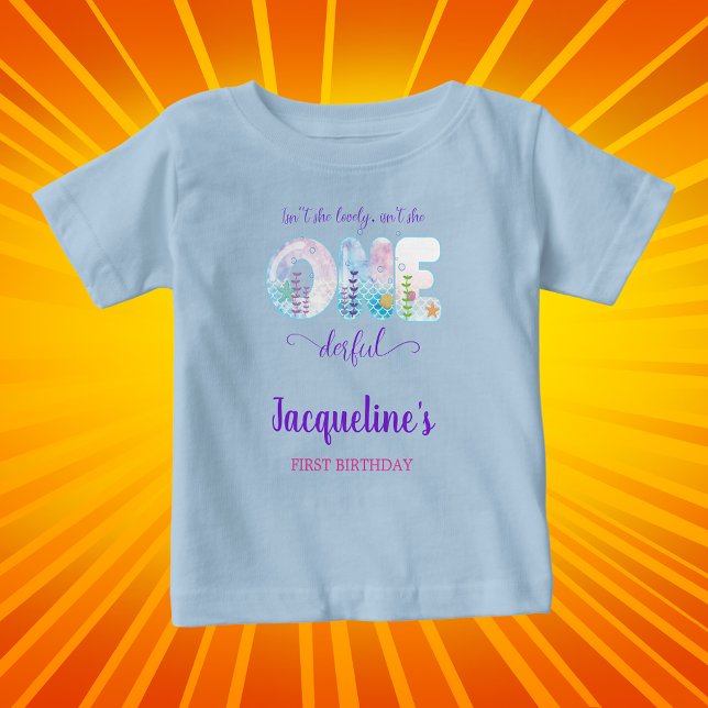 Camiseta De Bebé Bajo el mar Chicas Primer Fiesta de Cumpleaños Azu (Under the sea girls 1st birthday T-shirt
)