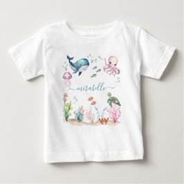 Camiseta De Bebé Bajo el mar Colorido Animales Nombre Personalizado