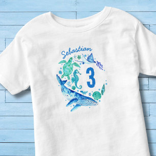 Camiseta De Bebé Bajo el mar Nacimiento Niño Acuarela Océano Animal