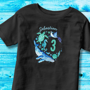 Camiseta De Bebé Bajo el mar Nacimiento Niño Azul acuarela