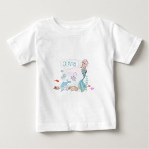 Camiseta De Bebé Bajo el Mar Sirena Dulce Personalizado