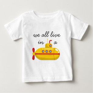 Camiseta De Bebé Bajo el mar, submarino amarillo