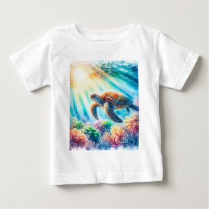 Camiseta De Bebé bajo el océano, la tortuga marina