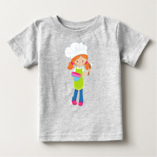 Camiseta De Bebé Baking, Baker, Panadería, Chica Cute, Pelo Naranja
