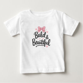 Camiseta De Bebé Bald & Beautiful Pink Bow Baby Gift T-Shirt